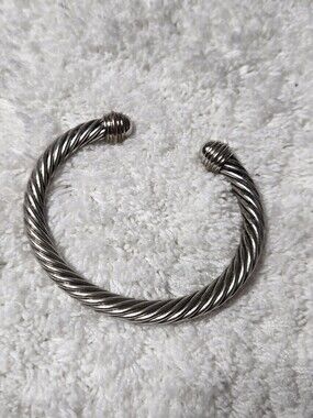 Vintage Cable Cuff Bracelet Silver Tone